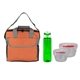 a orange bag & red container & green bottle ridge nesting infuser set