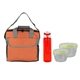 a orange bag & green container & red bottle ridge nesting infuser set