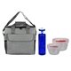 a gray bag & red container & blue bottle ridge nesting infuser set