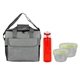a gray bag & green container & red bottle ridge nesting infuser set