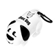 aerial view a white with black puppy / dog shaped pet disposable bag, image 1 of 3
