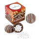 aerial view a brown hot chocolate bomb in full color box, image 1 of 5