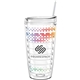 aerial view a clear 16 oz made in the u.s.a tumbler w / lid straw, image 1 of 2