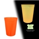aerial view a neon orange 12 oz custom nite glow stadium cup, full color digital, image 1 of 2