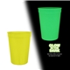 aerial view a neon yellow 12 oz custom nite glow stadium cup, full color digital, image 1 of 2