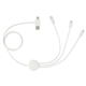 aerial view a white 5- in -1 charging cable with coating, image 1 of 2