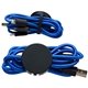 aerial view a blue triplex 3- in -1 light - up charging cable, image 1 of 3