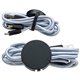 aerial view a silver triplex 3- in -1 light - up charging cable, image 1 of 3