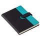 aerial view a black/teal chic journal with magnetic closure, image 1 of 2