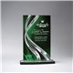 a clear with green lucite ribbon design award