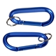 aerial view a blue aluminum carabiner with key ring, image 1 of 2