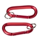 aerial view a red aluminum carabiner with key ring, image 1 of 2
