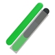 a green emery board with sleeve