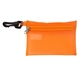 aerial view a trans orange mask sanitizing protection pack in translucent zipper kit with plastic hook attachment, image 1 of 2