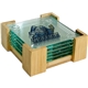 5 Pc. Glass Square Coaster Set with Wood Stand