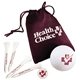 aerial view a group of golf gift set in velour bag, image 1 of 9