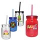 aerial view a group of 24 oz plastic mason jar, full color digital, image 1 of 21