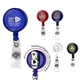 a group of bellefontaine vl 30 cord round retractable badge reel and badge holder with rotating alligator clip attachment