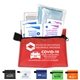 aerial view a group of europa 5 piece kit with 3- ply mask antiseptic wipes in zipper pouch, image 1 of 9