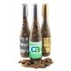 a group of champagne bottle with trail mix