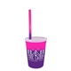 aerial view a group of promotional personalized 12 oz mood plastic stadium cup / straw / lid set, image 11 of 13