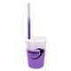 aerial view a group of promotional personalized 12 oz mood plastic stadium cup / straw / lid set, image 7 of 13