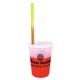 aerial view a group of promotional personalized 12 oz mood plastic stadium cup / straw / lid set, image 8 of 13
