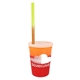aerial view a group of promotional personalized 12 oz mood plastic stadium cup / straw / lid set, image 10 of 13