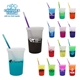 aerial view a group of promotional personalized 22 oz mood stadium plastic cup / straw / lid set, image 1 of 25