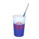 aerial view a group of promotional personalized 22 oz mood stadium plastic cup / straw / lid set, image 3 of 25