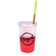 aerial view a group of promotional personalized 22 oz mood stadium plastic cup / straw / lid set, image 8 of 25