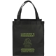 aerial view a black double laminated wipeable grocery tote, image 1 of 7