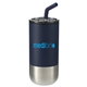 aerial view a navy lagom insulated 16oz stainless steel tumbler with straw, image 1 of 6