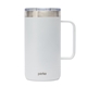 aerial view a white perka(r) wayfarer 24 oz 304 double wall stainless steel mug, image 1 of 5
