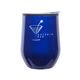 a blue 10 oz insulated cup with lid