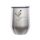 a silver 10 oz insulated cup with lid