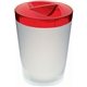 a frosted cup & red lid 12 oz candy jar with lid