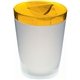 a frosted cup & yellow lid 12 oz candy jar with lid