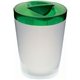 a frosted cup & green lid 12 oz candy jar with lid
