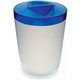 a frosted cup & blue lid 12 oz candy jar with lid