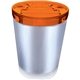 a clear cup & orange lid desk caddy - foil insert