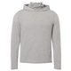 aerial view a light grey heather mens sira eco performance knit lightweight hoodie with neck gaiter, image 1 of 5