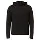 aerial view a black mens sira eco performance knit lightweight hoodie with neck gaiter, image 1 of 5