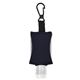 aerial view a navy .5 oz hand sanitizer with eva protector case and clip, image 1 of 2
