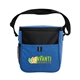 aerial view a blue heathered cooler tote, image 1 of 6