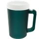 aerial view a green with white inner and lid 22 oz insulated mug, image 1 of 2