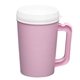 aerial view a pink with white inner and lid 22 oz insulated mug, image 1 of 2