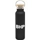 a black 20 oz satin vacuum bottle with bamboo lid