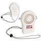 aerial view a white cool breeze portable fan with adjustable lanyard, image 1 of 2