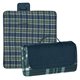aerial view a navy flap with green/navy plaid blanket roll - up picnic blanket, image 1 of 4
